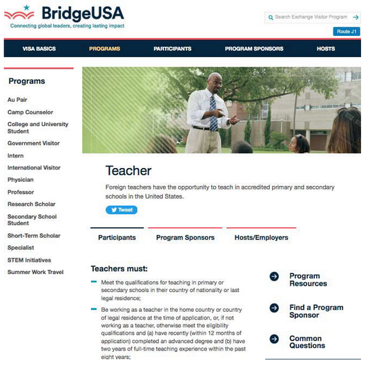 State Department BridgeUSA Program - J-1 Visas