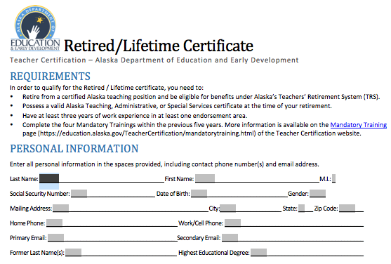 Retired (Lifetime) Certificates