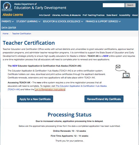 Alaska Teacher Certification Office - Juneau